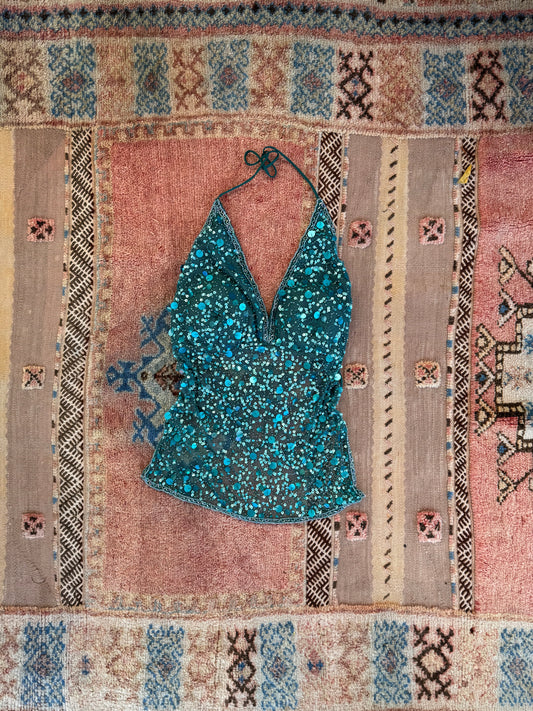 Blue Beaded Tank
