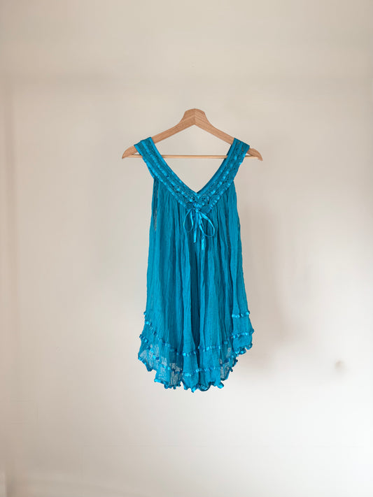 Blue Babydoll Mini Dress