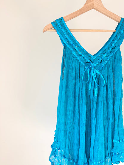 Blue Babydoll Mini Dress