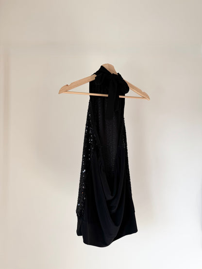 Black Sequin Halter Top