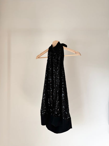 Black Sequin Halter Top