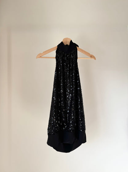 Black Sequin Halter Top