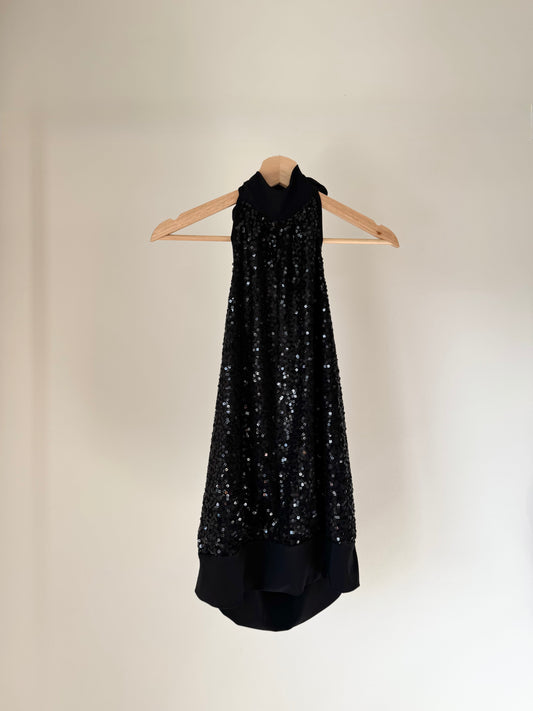 Black Sequin Halter Top