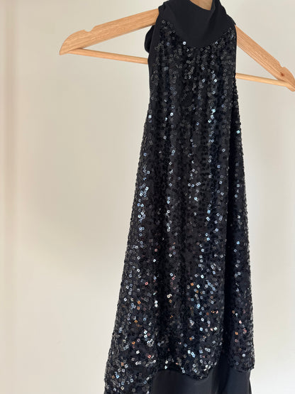 Black Sequin Halter Top