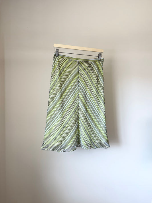 Lime Green Striped Skirt