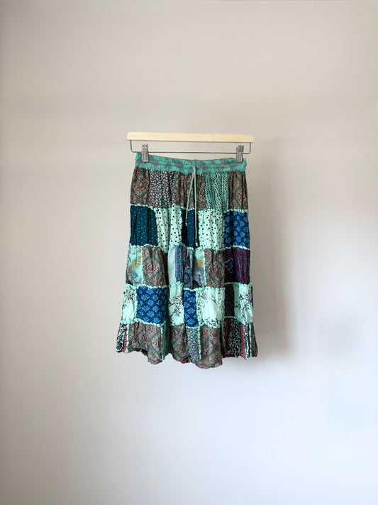 Teal Patchwork Skirt