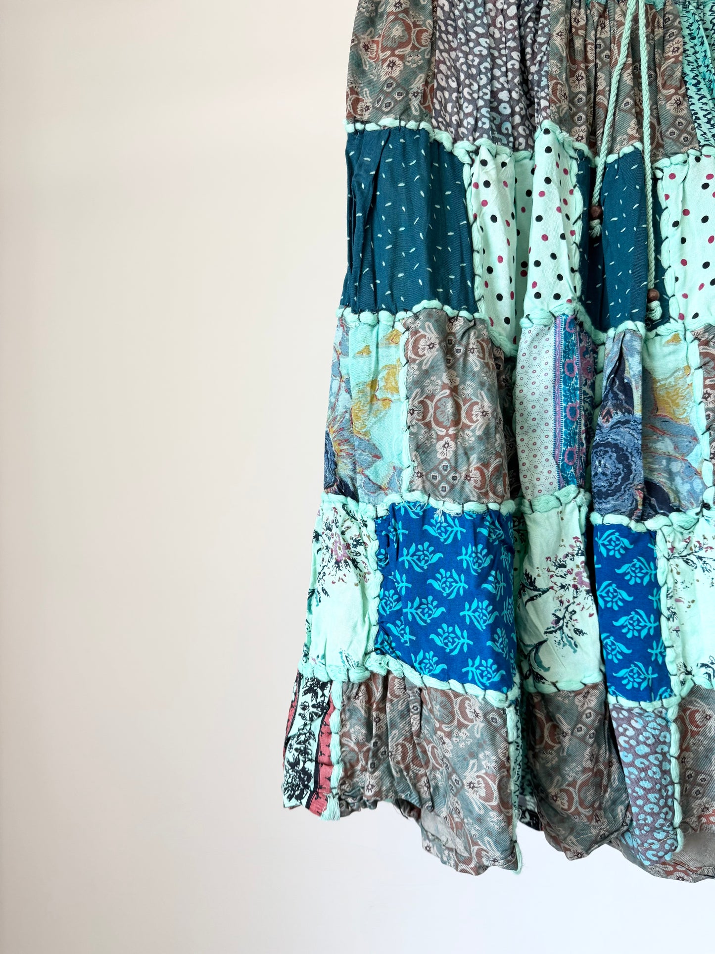 Teal Patchwork Skirt