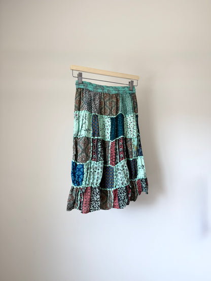 Teal Patchwork Skirt