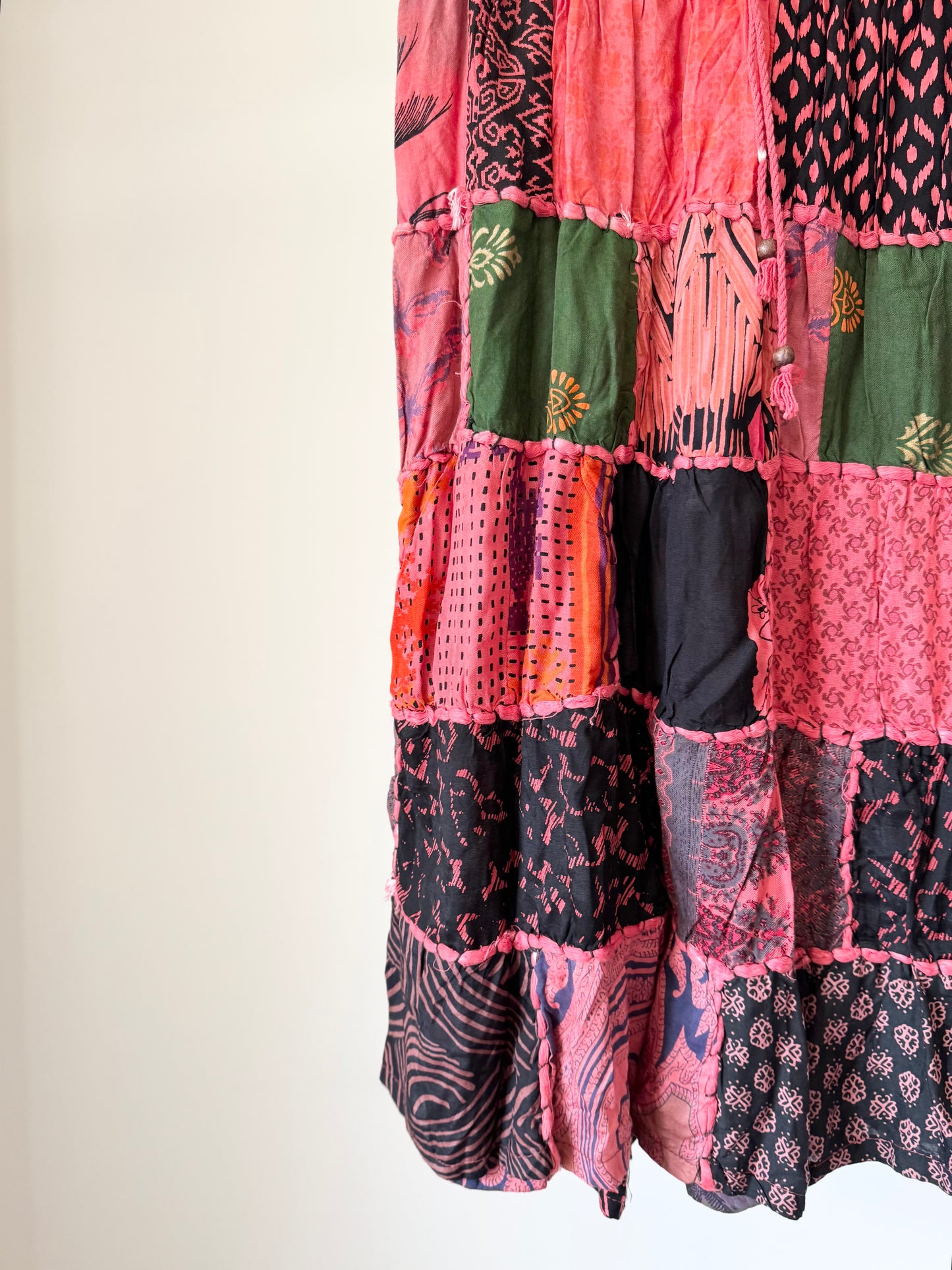 Dark Pink Patchwork Skirt