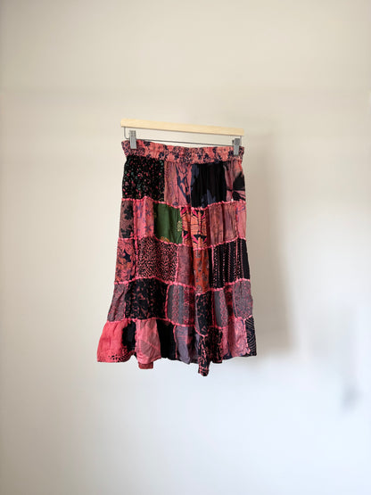 Dark Pink Patchwork Skirt