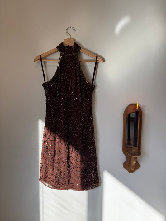 Brown Beaded Dress
