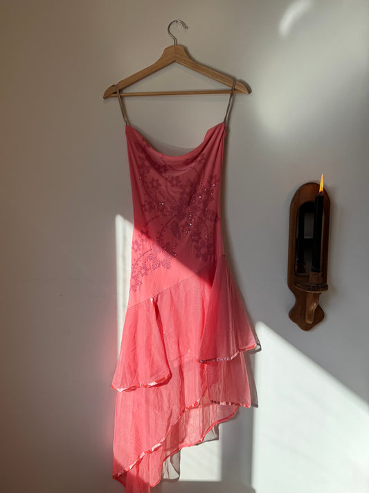 Asymmetrical Coral Dress