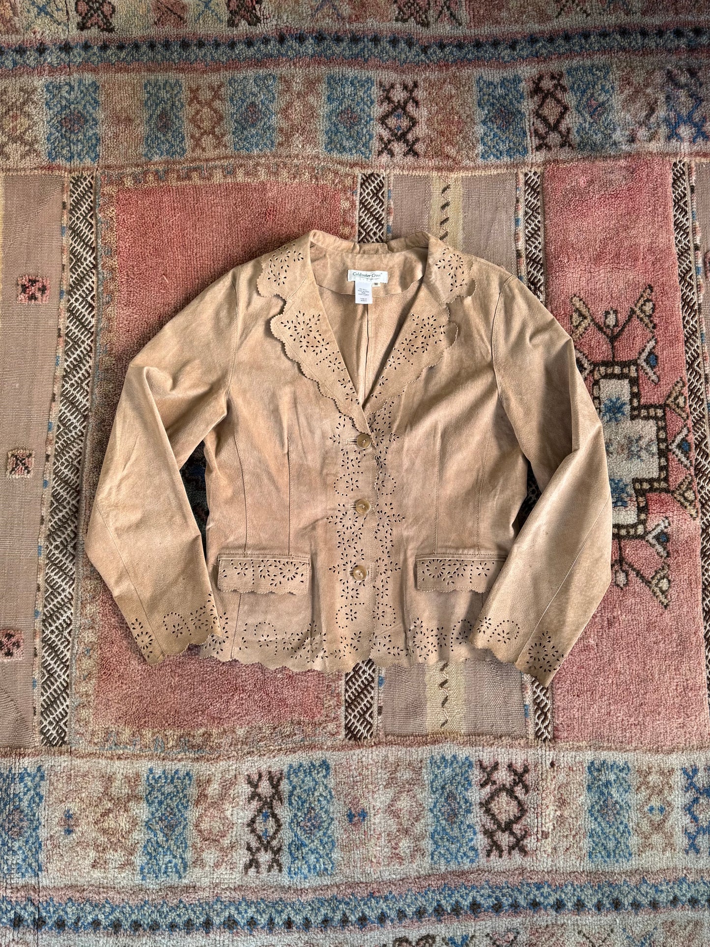 Scalloped Leather Blazer