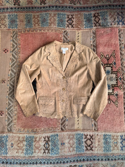 Scalloped Leather Blazer