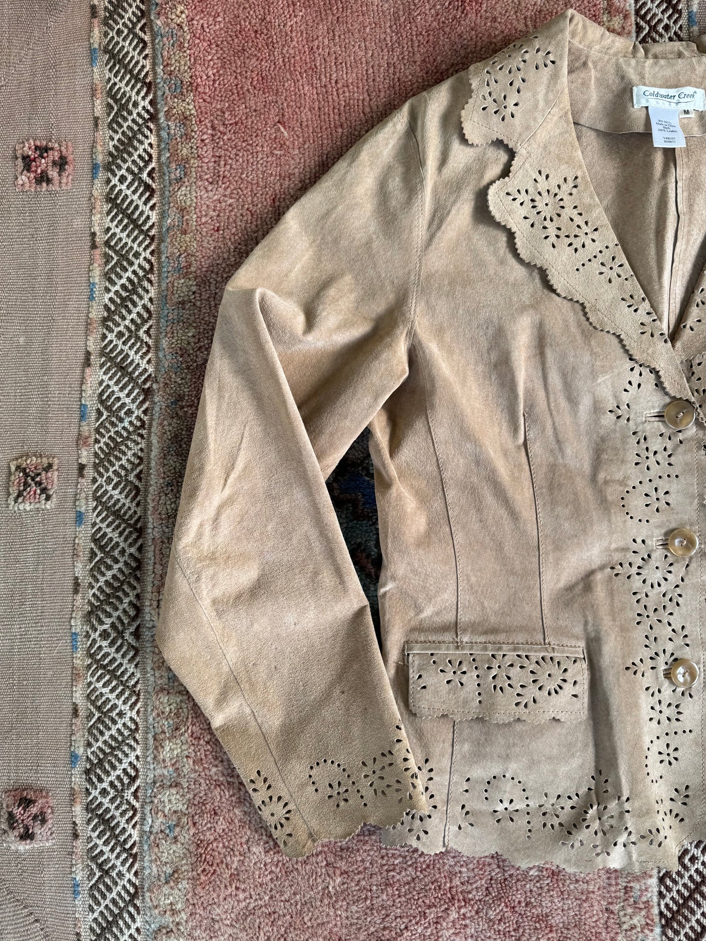 Scalloped Leather Blazer