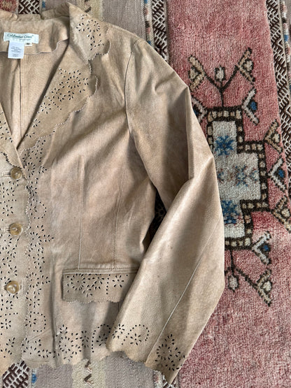 Scalloped Leather Blazer