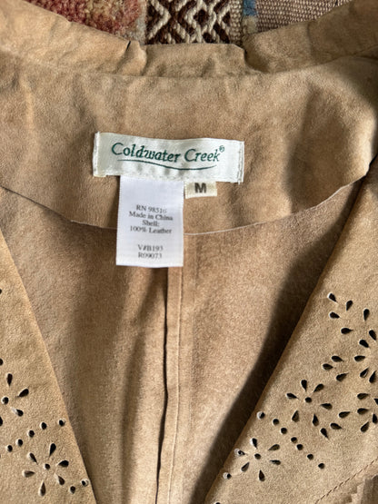 Scalloped Leather Blazer