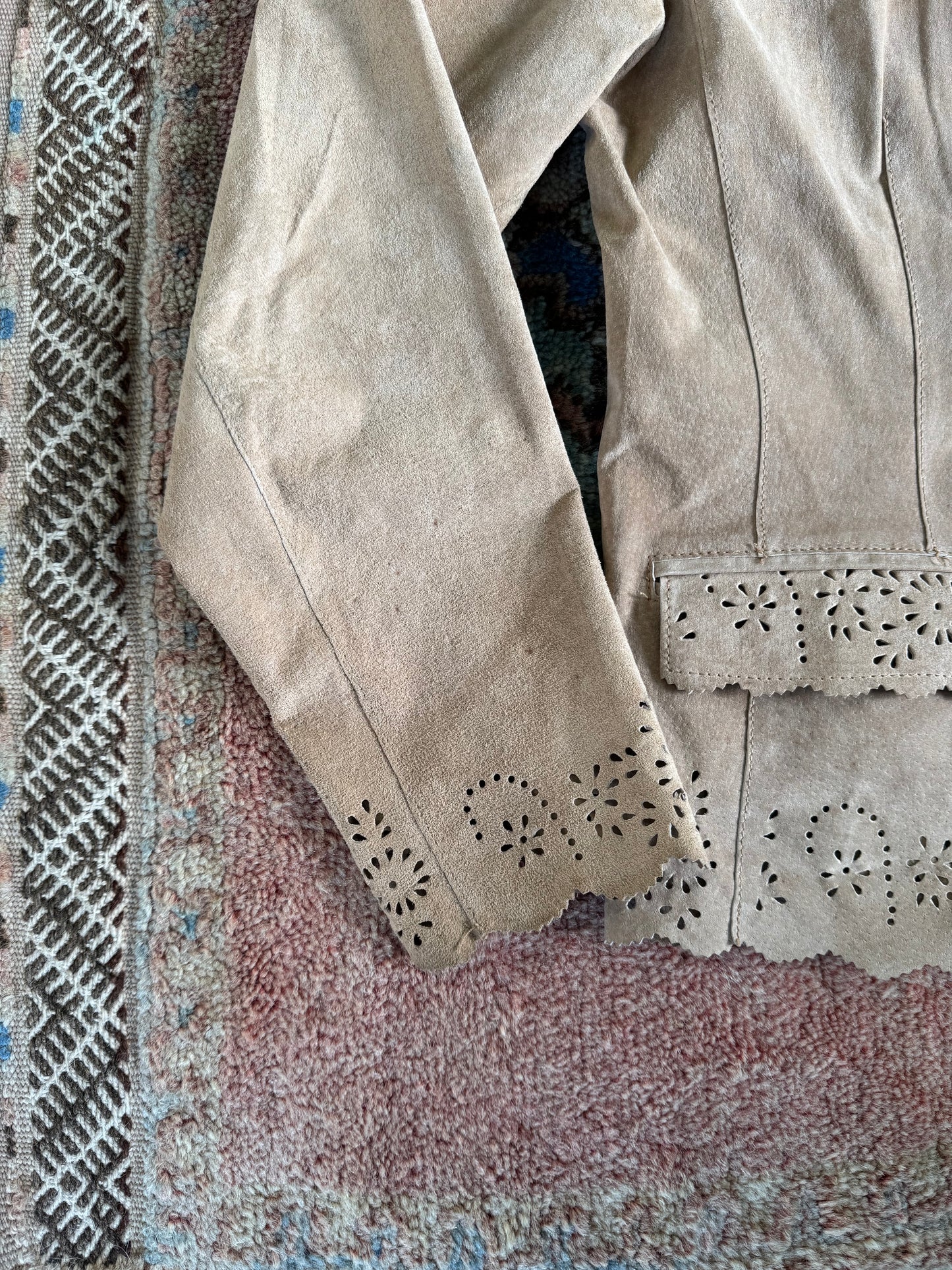 Scalloped Leather Blazer