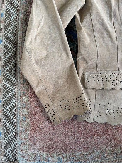 Scalloped Leather Blazer