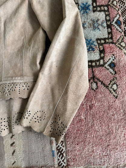 Scalloped Leather Blazer