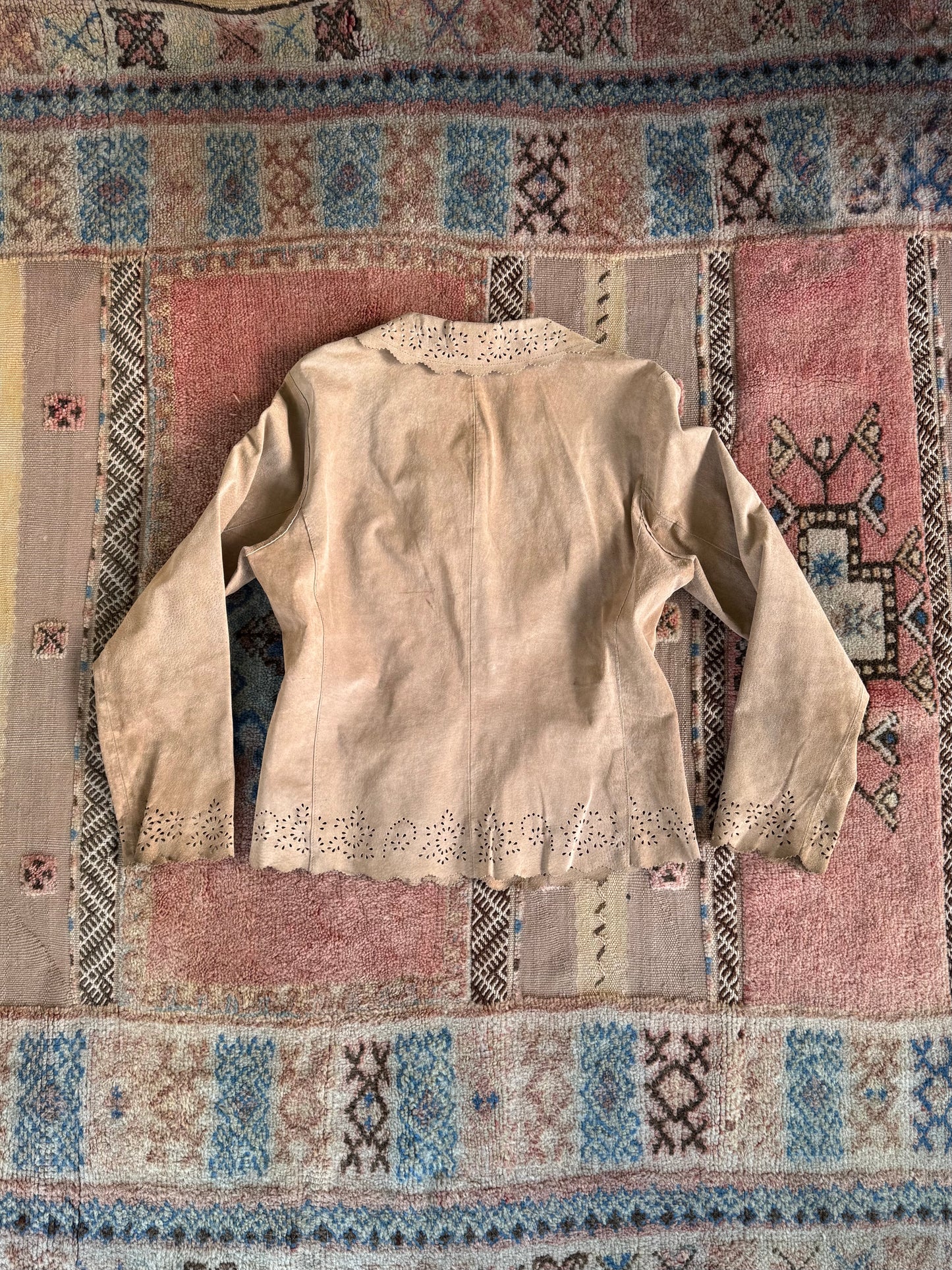 Scalloped Leather Blazer