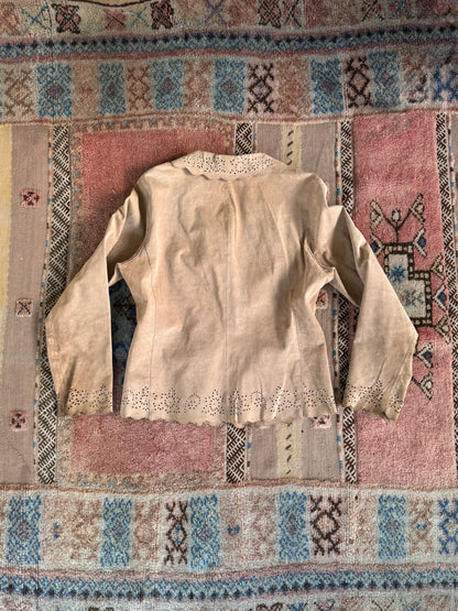 Scalloped Leather Blazer