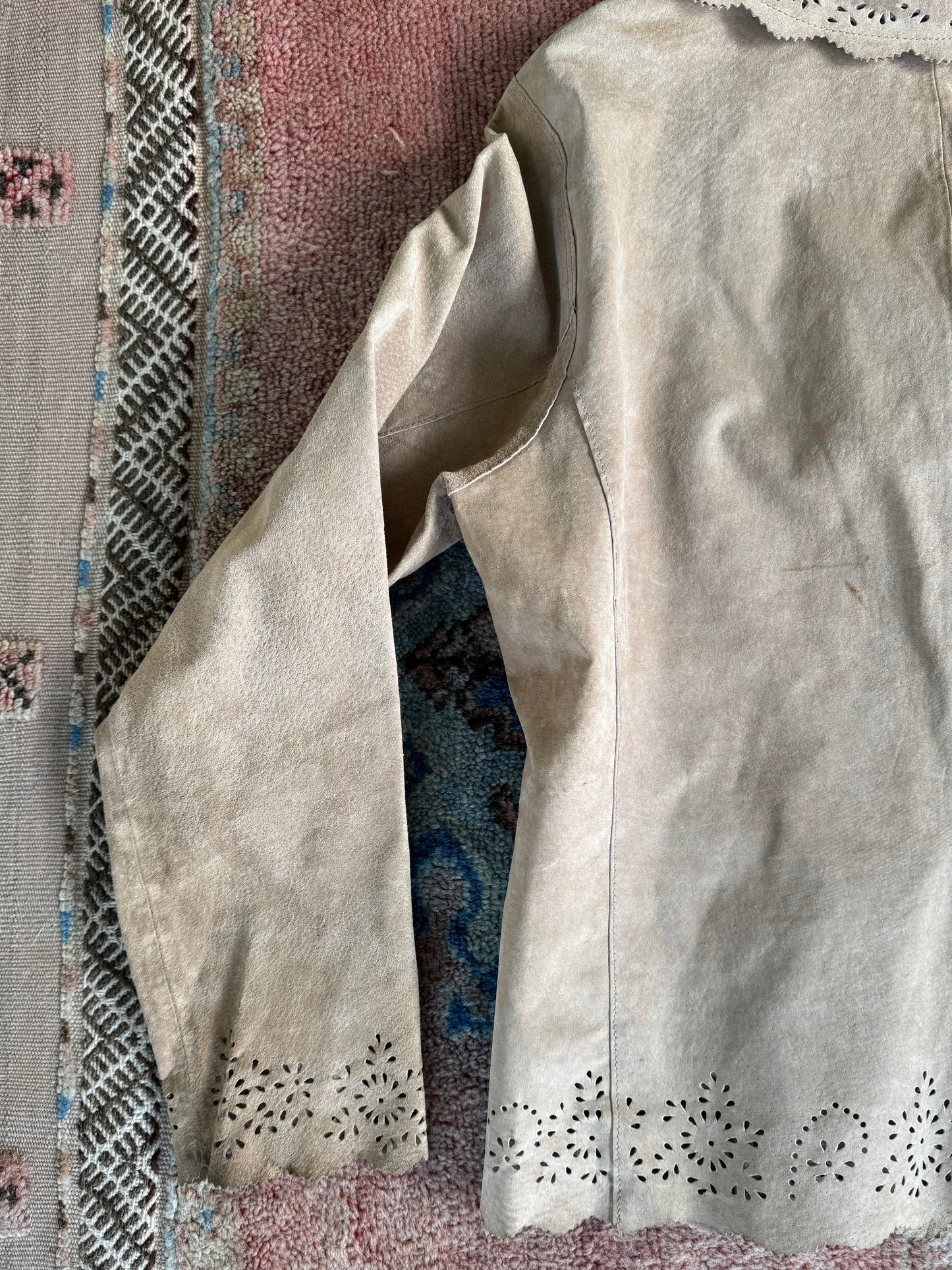 Scalloped Leather Blazer