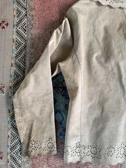 Scalloped Leather Blazer