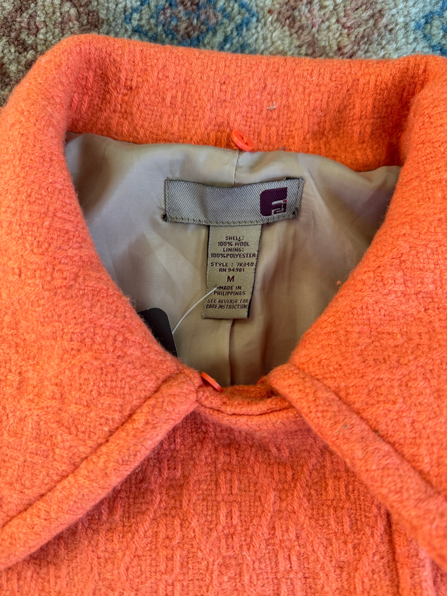 Orange Trench with Fur Trim