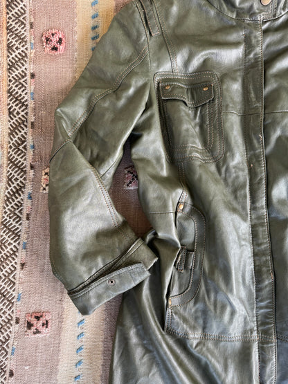 Green Leather Trench