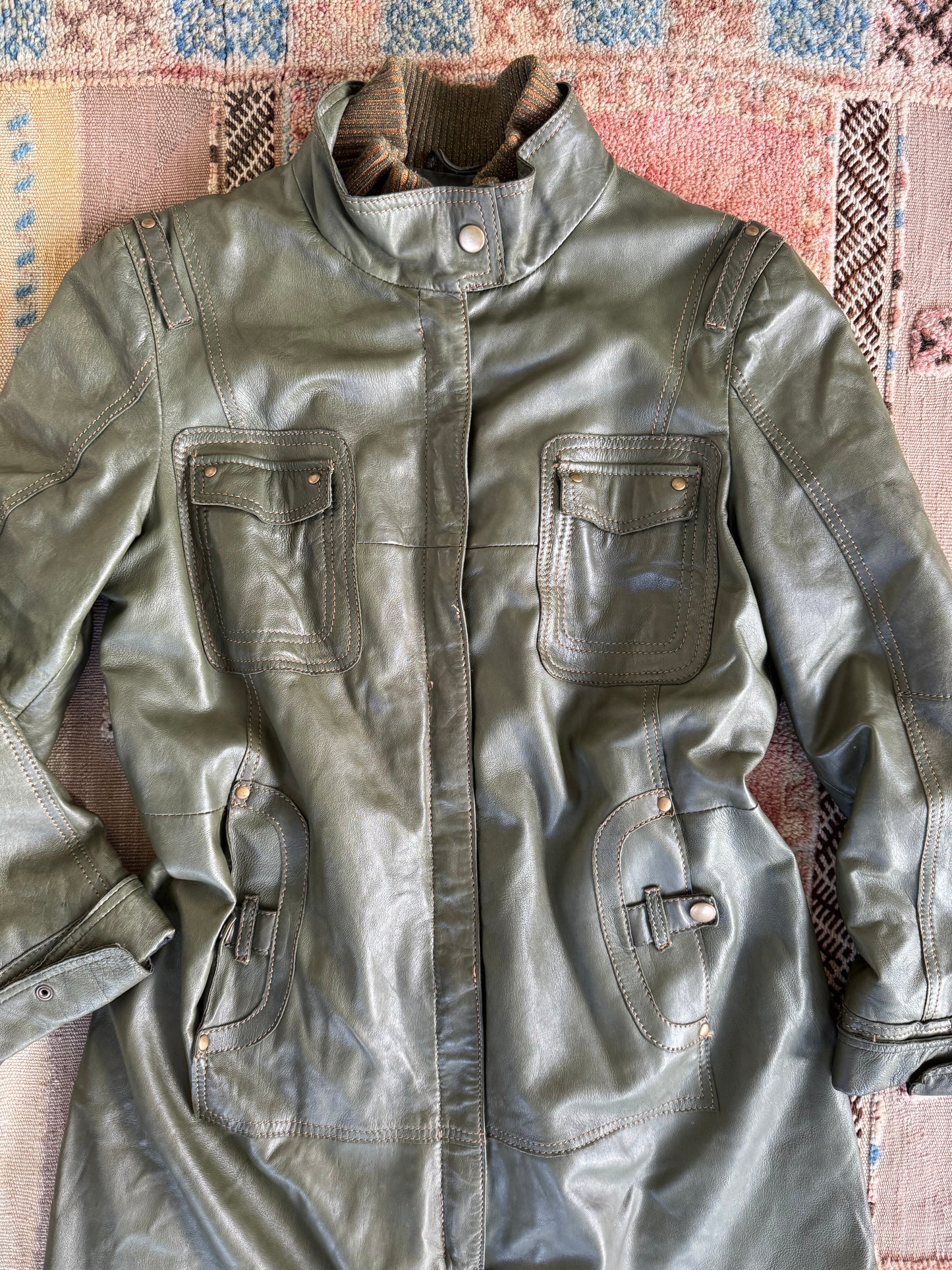 Green Leather Trench