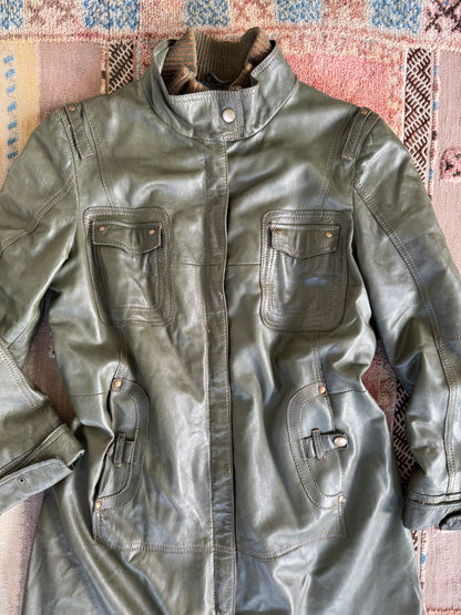 Green Leather Trench
