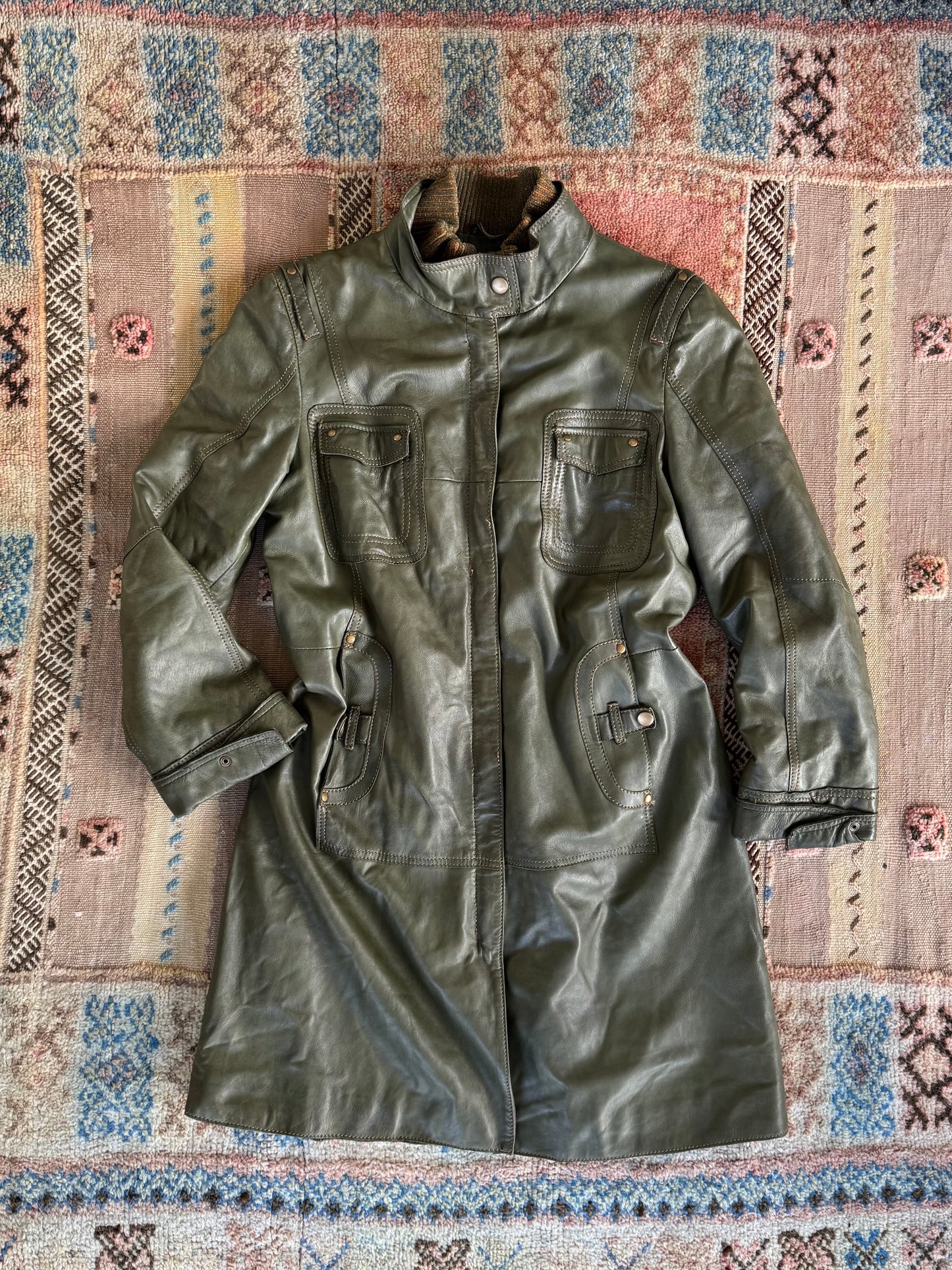 Green Leather Trench