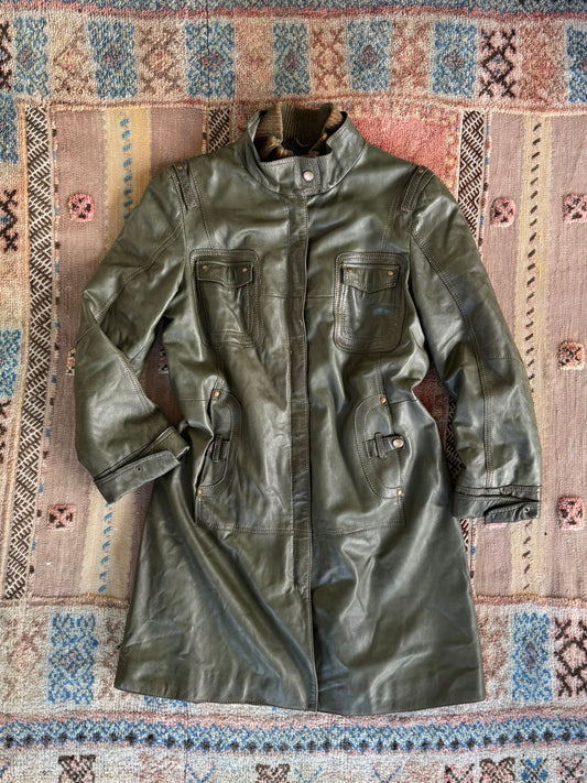 Green Leather Trench