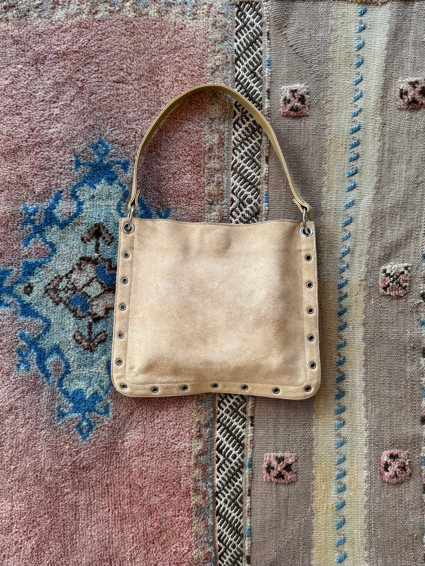 Suede Grommet Bag