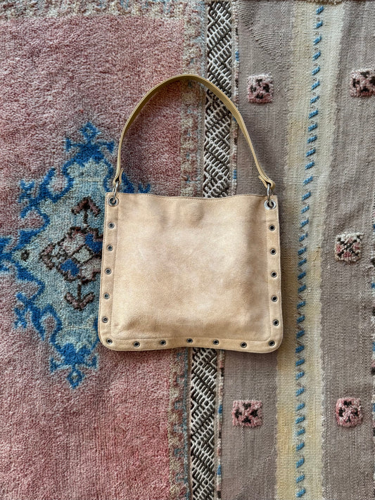 Suede Grommet Bag