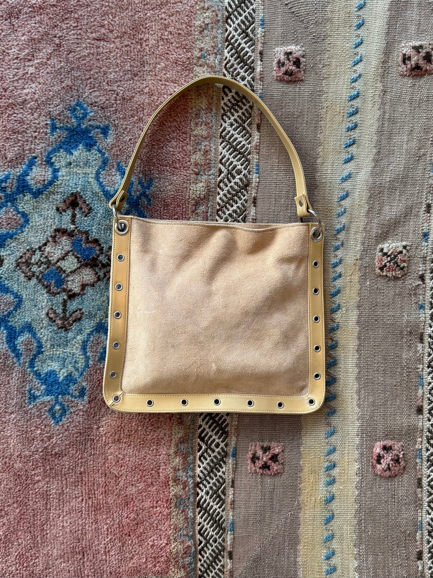 Suede Grommet Bag