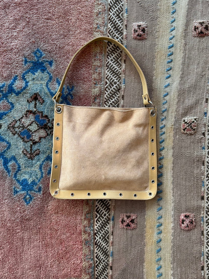 Suede Grommet Bag