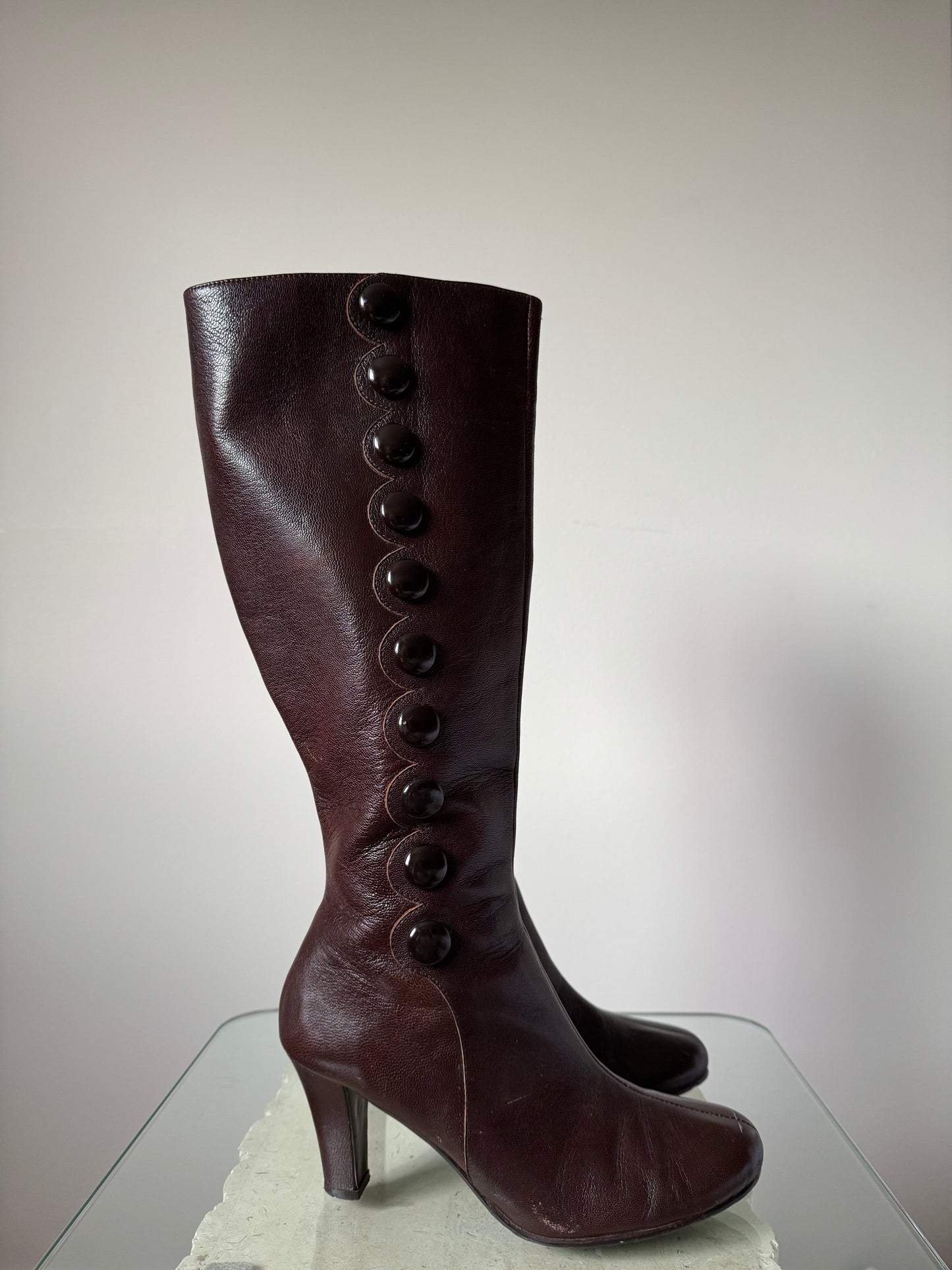 Brown Button Boots