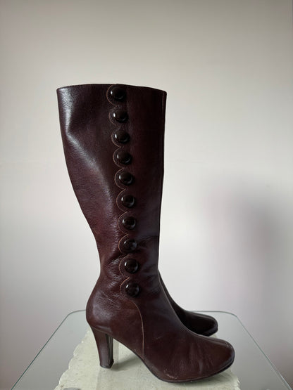 Brown Button Boots