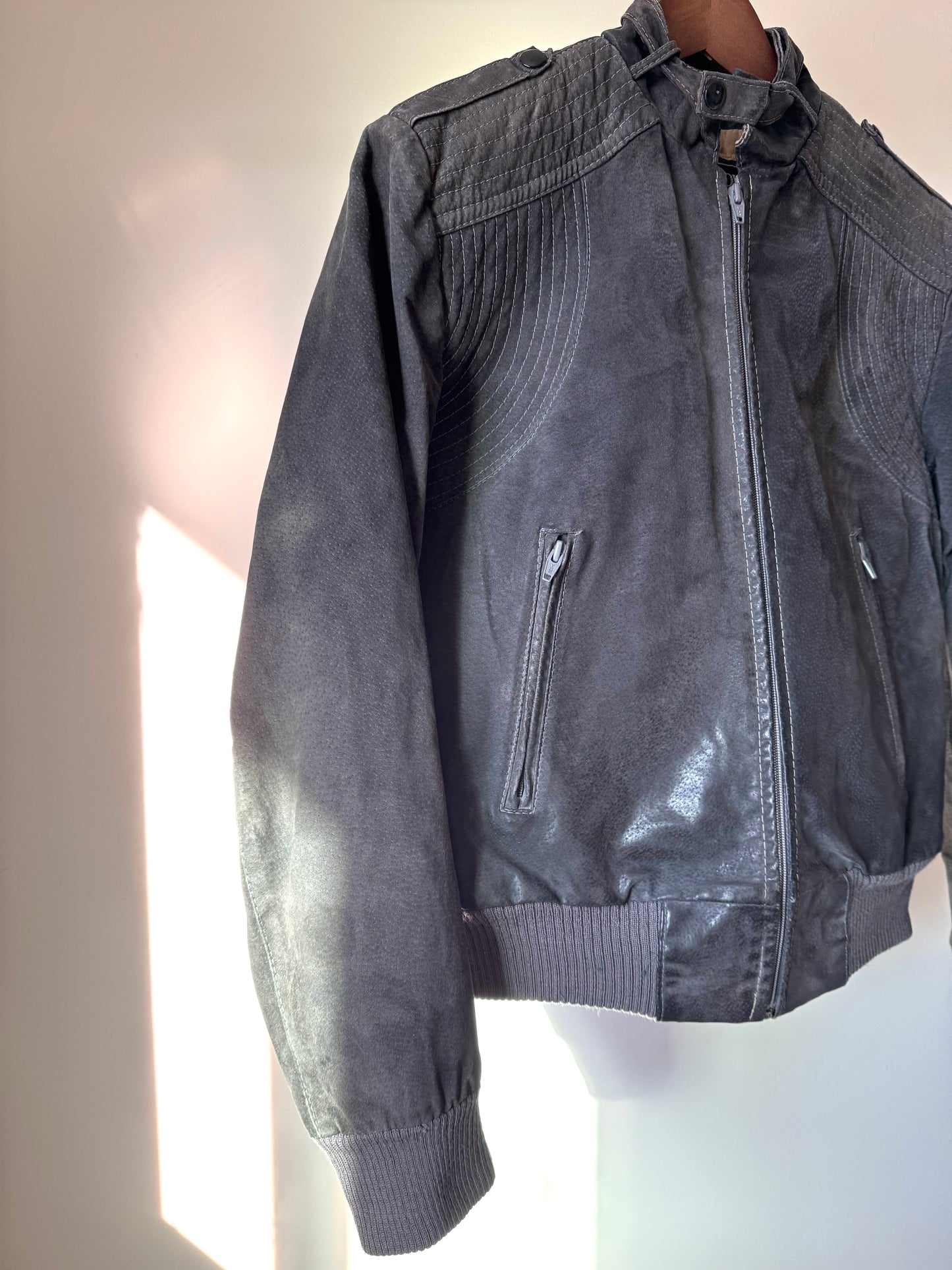 Grey Leather Jacket