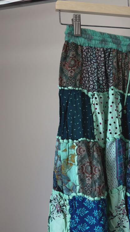 Teal Patchwork Skirt