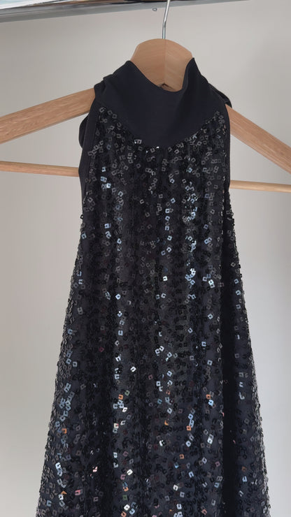 Black Sequin Halter Top