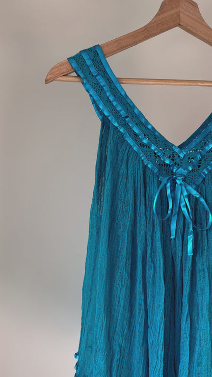 Blue Babydoll Mini Dress