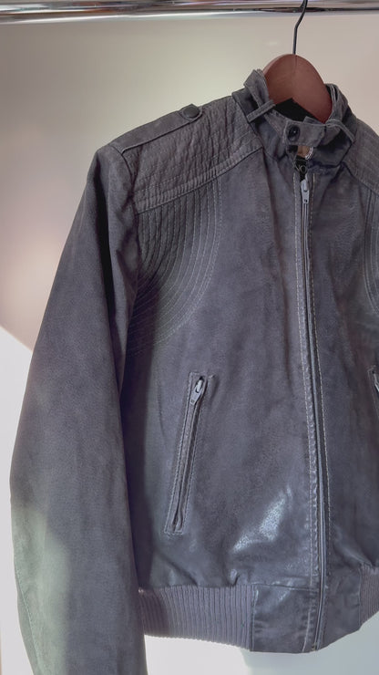 Grey Leather Jacket